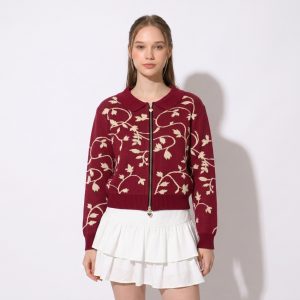 Ornate Cardigan Knit Double Zipper Premium