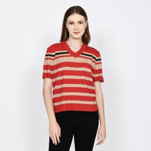 Vente Top Striped Knit Rajut Premium