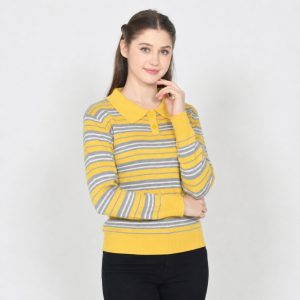 Sadira Knit Polo Stripe Premium